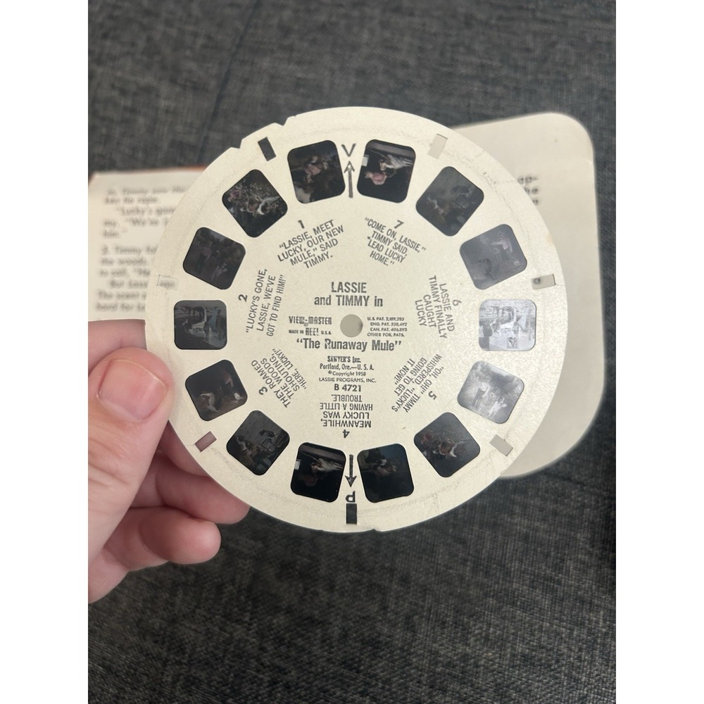 Vintage Sawyer's View-Master Viewer w/ Lassie & Timmy Reel "The Runaway Mule" - Picture 8 of 10